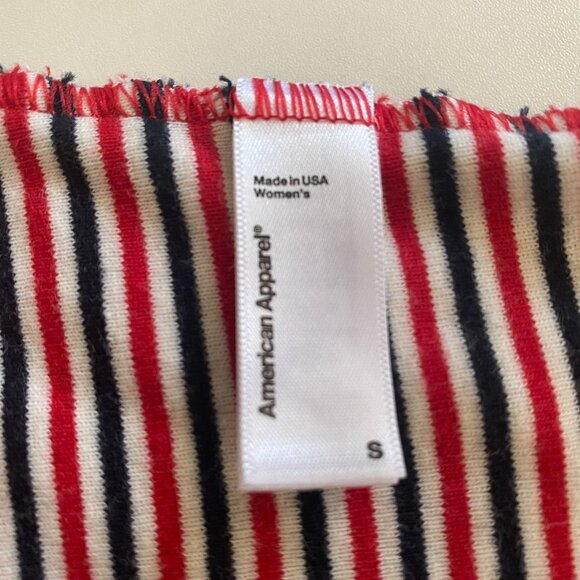 American Apparel White Blue & Red Striped Top - Picture 2 of 2